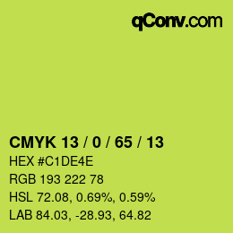 Color code: CMYK 13 / 0 / 65 / 13 | qconv.com