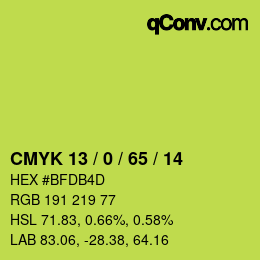 Color code: CMYK 13 / 0 / 65 / 14 | qconv.com