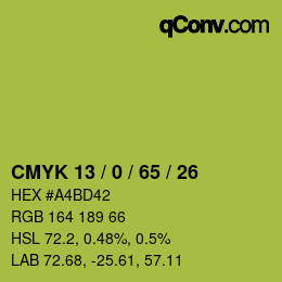 颜色代码: CMYK 13 / 0 / 65 / 26 | qconv.com