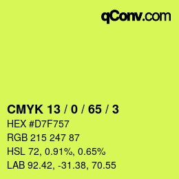 カラーコード: CMYK 13 / 0 / 65 / 3 | qconv.com