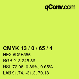 Color code: CMYK 13 / 0 / 65 / 4 | qconv.com