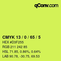 颜色代码: CMYK 13 / 0 / 65 / 5 | qconv.com