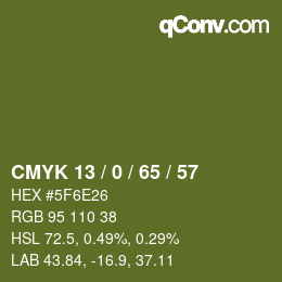 カラーコード: CMYK 13 / 0 / 65 / 57 | qconv.com
