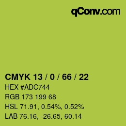 Farbcode: CMYK 13 / 0 / 66 / 22 | qconv.com