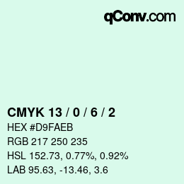 カラーコード: CMYK 13 / 0 / 6 / 2 | qconv.com