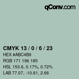颜色代码: CMYK 13 / 0 / 6 / 23 | qconv.com