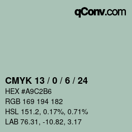 颜色代码: CMYK 13 / 0 / 6 / 24 | qconv.com