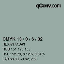 Color code: CMYK 13 / 0 / 6 / 32 | qconv.com