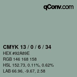 カラーコード: CMYK 13 / 0 / 6 / 34 | qconv.com