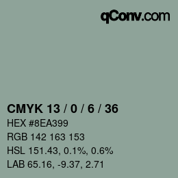 Color code: CMYK 13 / 0 / 6 / 36 | qconv.com