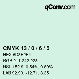 カラーコード: CMYK 13 / 0 / 6 / 5 | qconv.com