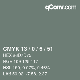 颜色代码: CMYK 13 / 0 / 6 / 51 | qconv.com