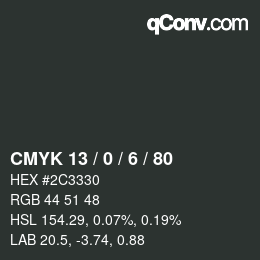 Color code: CMYK 13 / 0 / 6 / 80 | qconv.com