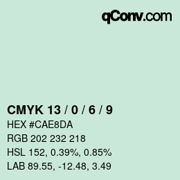 颜色代码: CMYK 13 / 0 / 6 / 9 | qconv.com