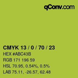 Color code: CMYK 13 / 0 / 70 / 23 | qconv.com