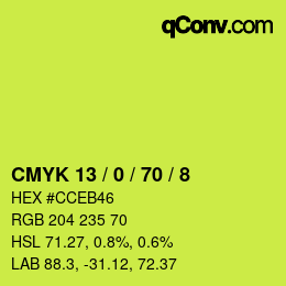 Color code: CMYK 13 / 0 / 70 / 8 | qconv.com