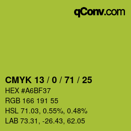 颜色代码: CMYK 13 / 0 / 71 / 25 | qconv.com