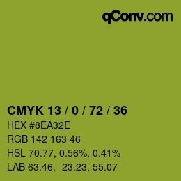 颜色代码: CMYK 13 / 0 / 72 / 36 | qconv.com