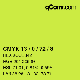 Color code: CMYK 13 / 0 / 72 / 8 | qconv.com