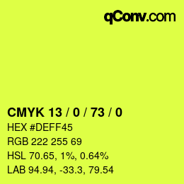 Color code: CMYK 13 / 0 / 73 / 0 | qconv.com