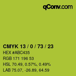 Color code: CMYK 13 / 0 / 73 / 23 | qconv.com