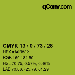 颜色代码: CMYK 13 / 0 / 73 / 28 | qconv.com
