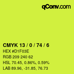 カラーコード: CMYK 13 / 0 / 74 / 6 | qconv.com