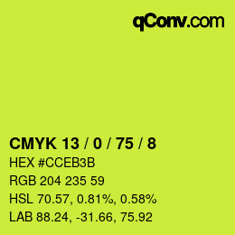 カラーコード: CMYK 13 / 0 / 75 / 8 | qconv.com