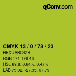 Color code: CMYK 13 / 0 / 78 / 23 | qconv.com