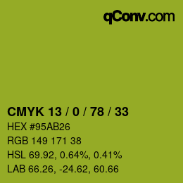 Color code: CMYK 13 / 0 / 78 / 33 | qconv.com