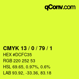 Color code: CMYK 13 / 0 / 79 / 1 | qconv.com