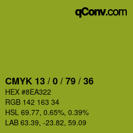 Farbcode: CMYK 13 / 0 / 79 / 36 | qconv.com