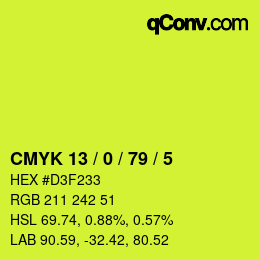 颜色代码: CMYK 13 / 0 / 79 / 5 | qconv.com