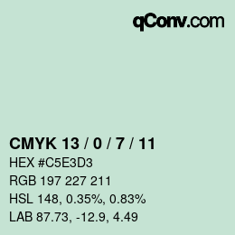 颜色代码: CMYK 13 / 0 / 7 / 11 | qconv.com