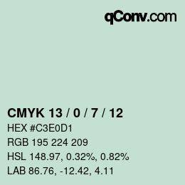 Color code: CMYK 13 / 0 / 7 / 12 | qconv.com