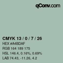 Color code: CMYK 13 / 0 / 7 / 26 | qconv.com