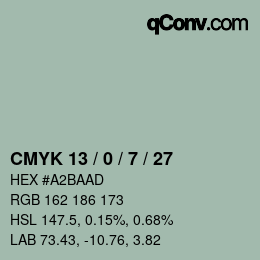 カラーコード: CMYK 13 / 0 / 7 / 27 | qconv.com