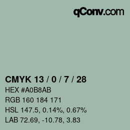 カラーコード: CMYK 13 / 0 / 7 / 28 | qconv.com