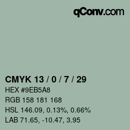 カラーコード: CMYK 13 / 0 / 7 / 29 | qconv.com