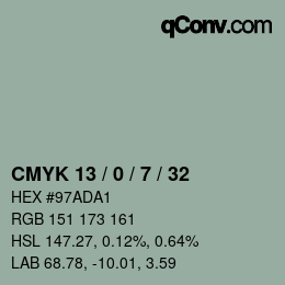颜色代码: CMYK 13 / 0 / 7 / 32 | qconv.com