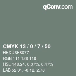 Color code: CMYK 13 / 0 / 7 / 50 | qconv.com