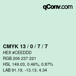 Color code: CMYK 13 / 0 / 7 / 7 | qconv.com