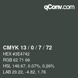 Color code: CMYK 13 / 0 / 7 / 72 | qconv.com