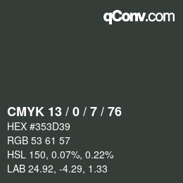 Color code: CMYK 13 / 0 / 7 / 76 | qconv.com