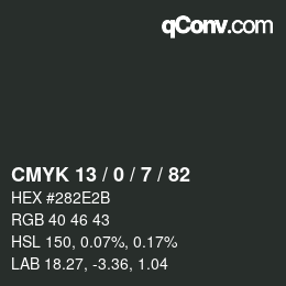 Color code: CMYK 13 / 0 / 7 / 82 | qconv.com