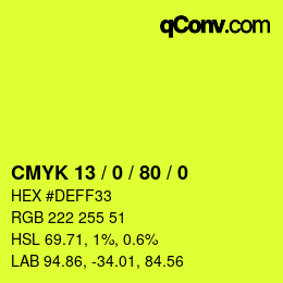 Color code: CMYK 13 / 0 / 80 / 0 | qconv.com