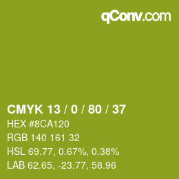 Color code: CMYK 13 / 0 / 80 / 37 | qconv.com