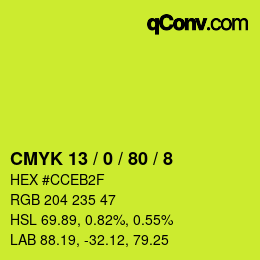 Color code: CMYK 13 / 0 / 80 / 8 | qconv.com