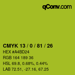 颜色代码: CMYK 13 / 0 / 81 / 26 | qconv.com