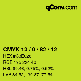 Color code: CMYK 13 / 0 / 82 / 12 | qconv.com